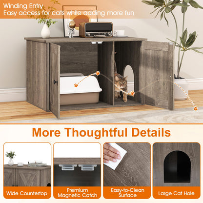 Cat Litter Box Enclosure, Hidden Privacy Kitty Washroom