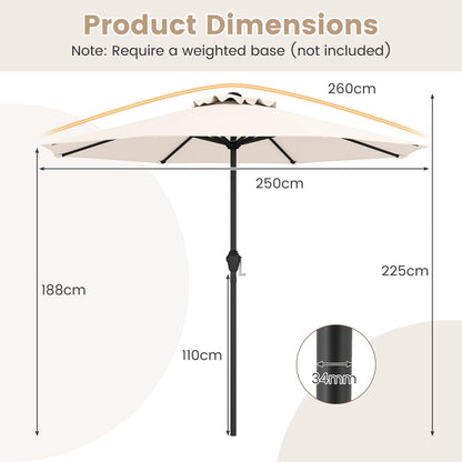 2.5M Heavy Duty Patio Umbrella with Crank Handle