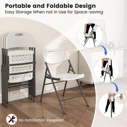 HDPE Portable Dining Chairs Set of 4 with Contoured Seat
