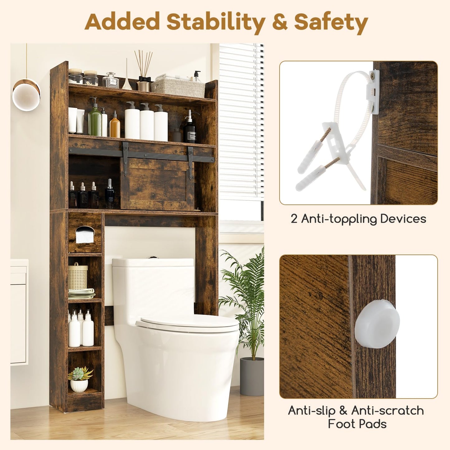 Over The Toilet Storage Cabinet Farmhouse Bathroom Organizer Toilet Rack