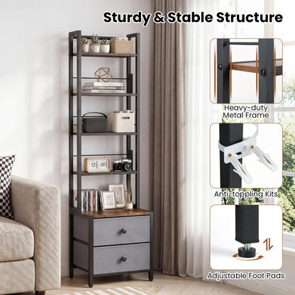 CD Storage Rack with Drawers, 5-Tier DVD Shelf Unit Vinyl Holder
