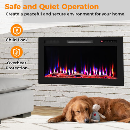 91cm Electric Fireplace with Remote and Multicolour Flame