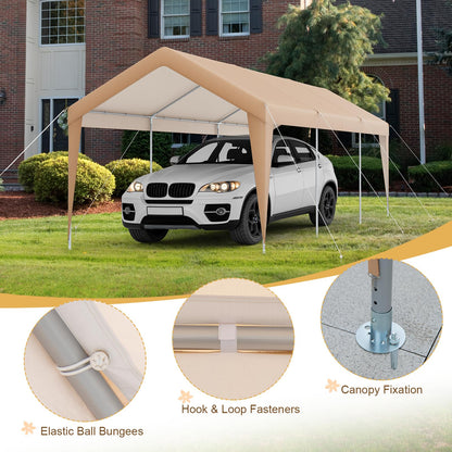 3mx6m Carport, Heavy Duty Galvanized Car Canopy with Waterproof Tear Resistance Cover