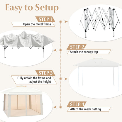 Pop up Gazebo, UPF50+ Sun-Protective Height Adjustable Pavilion Canopy Tent