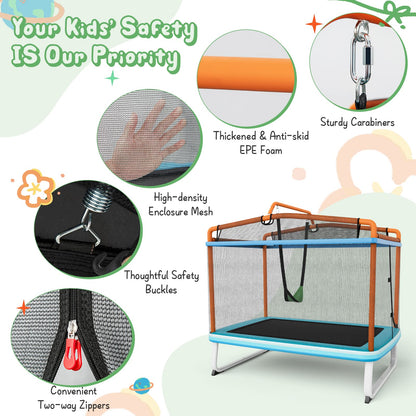 3-in-1 Rectangle Trampoline with Enclosure Net