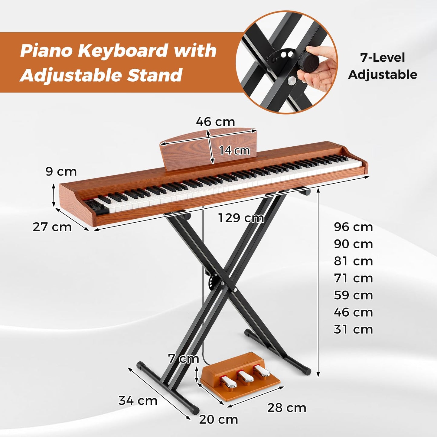 88-Key Keyboard Piano Set Full Size Semi-weighted Digital Piano
