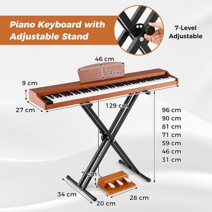 88-Key Keyboard Piano Set Full Size Semi-weighted Digital Piano