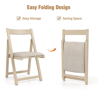 Foldable Dining Chair Set of 4 with Padded Seat and Curved Backrest