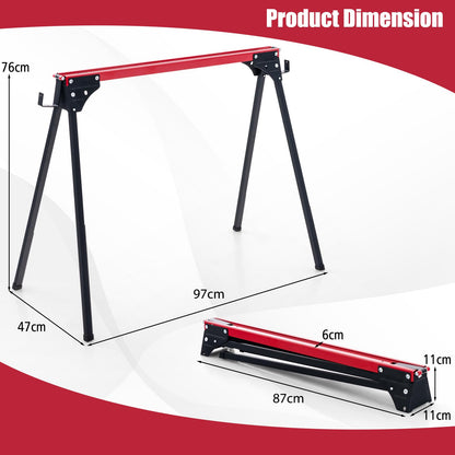 2 Pack Portable Saw Horse Work Table with Quick Open Legs and Support Arms