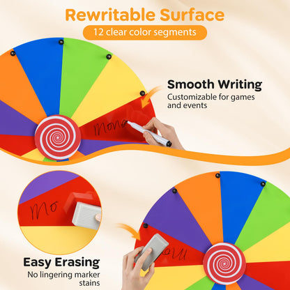 60cm Colorful Tabletop Prize Wheel with Stand Dry Erase Marker and Eraser for Carnival