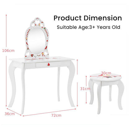 2-in-1 Kids Vanity Set with Mirror and Drawer