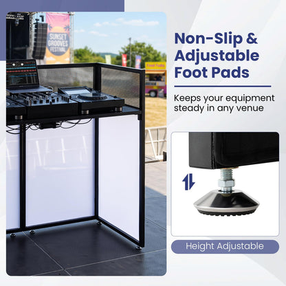Portable DJ Booth with Black/White Scrims, Mesh Table & Carry Bag