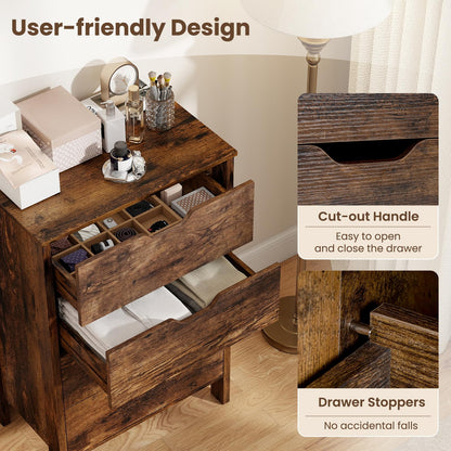4-Drawer Wooden Tall Utility Storage Dresser with Anti-Toppling Kits for Bedroom
