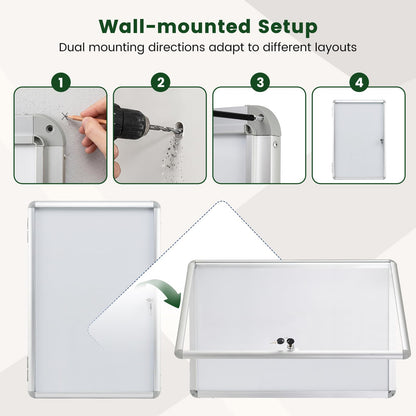 90 x 60 cm Enclosed Bulletin Board with Locking Door and Aluminum Alloy Frame