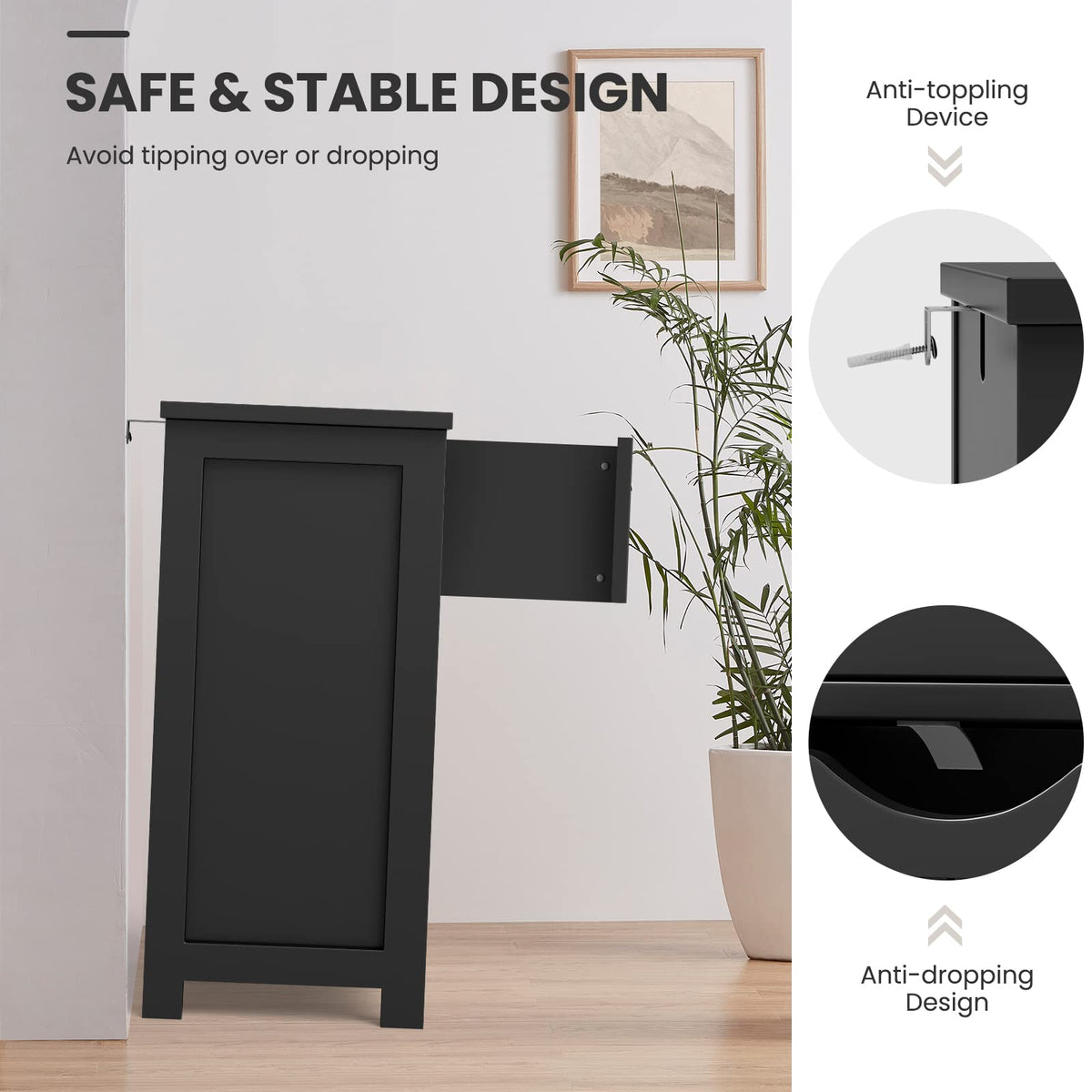 Bathroom Floor Cabinet with 3 Drawers and Cut-Off Handle