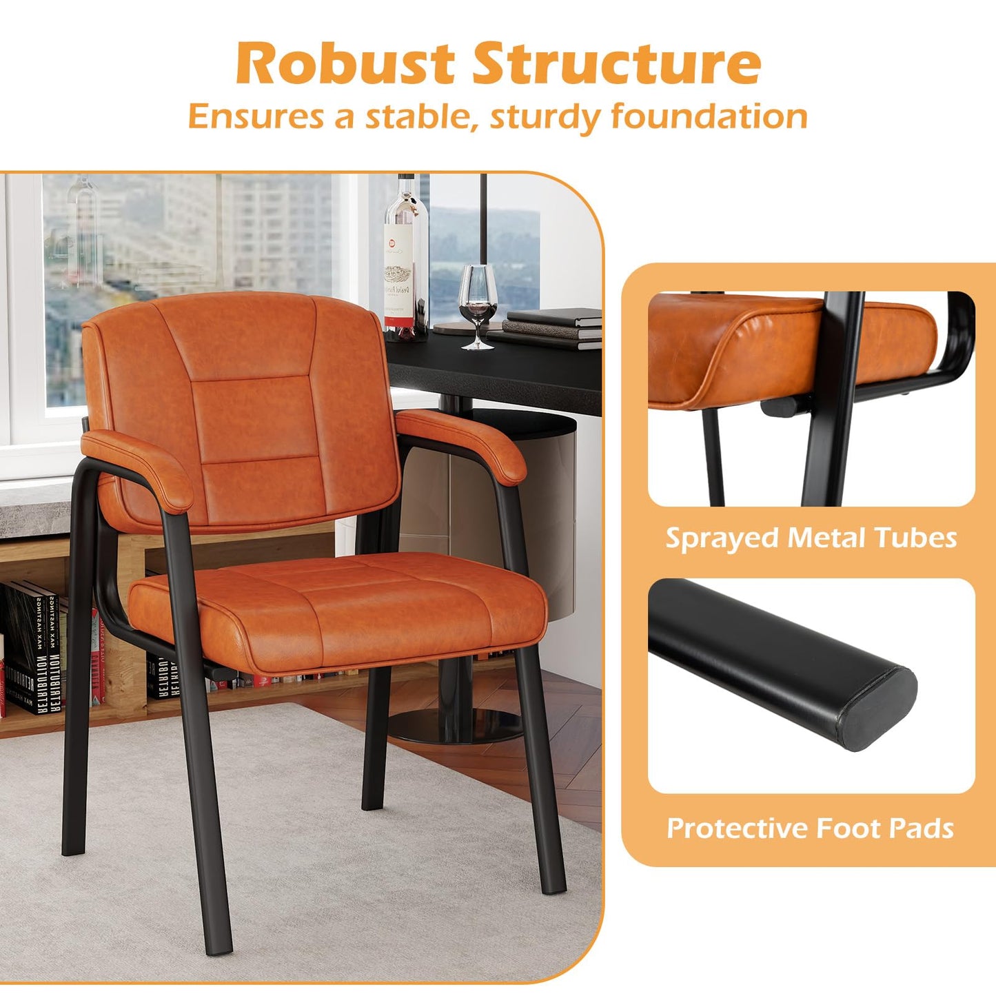 Set of 2 Big and Tall Guest Office Chair Waiting Room Chair for Reception Meeting