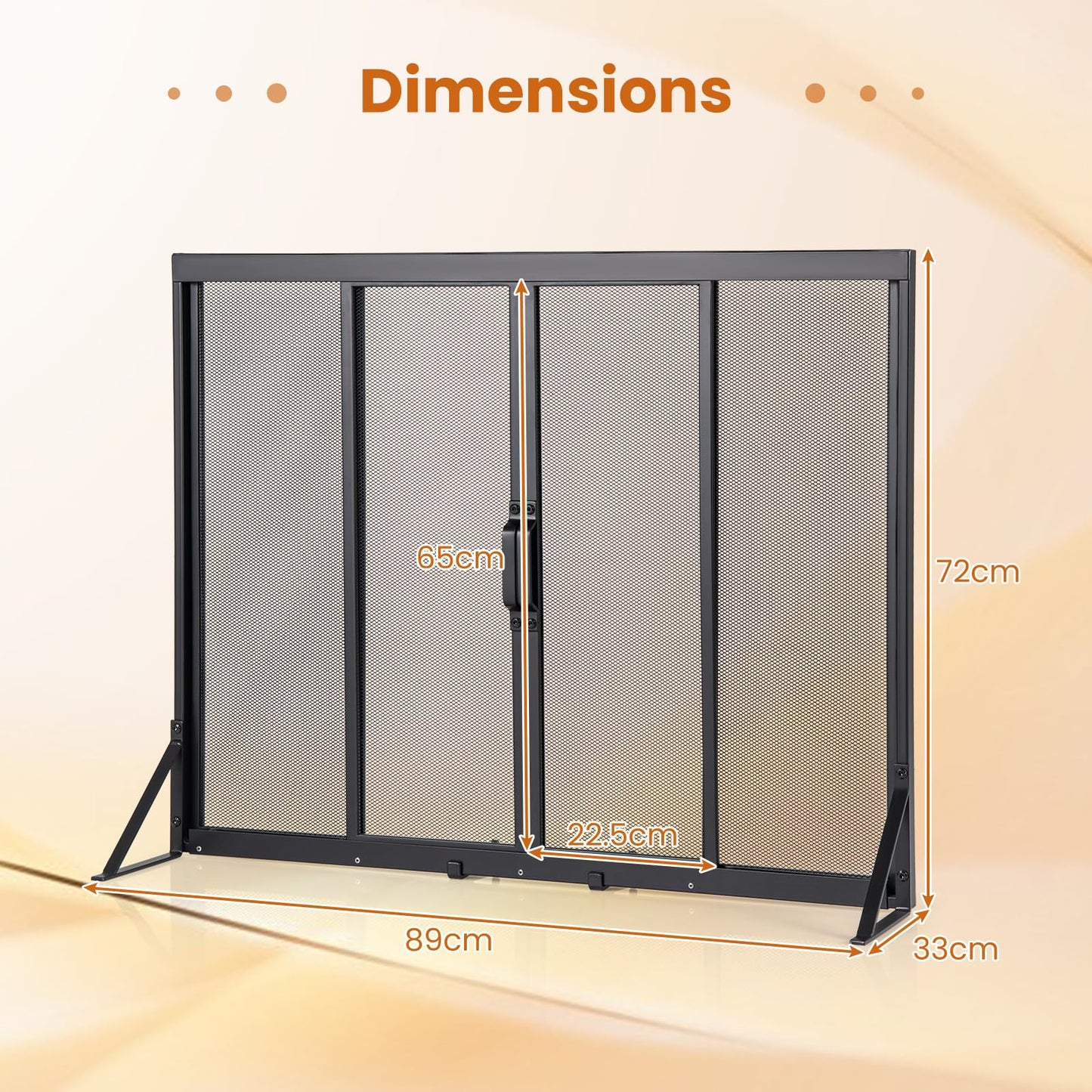 89 x 72 cm Metal Fireplace Screen with Sliding Doors