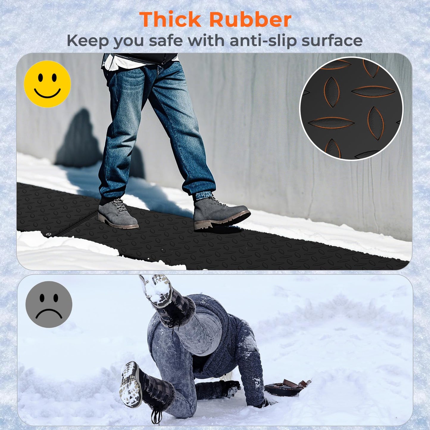 Heated Snow Melting Mat, Outdoor No-Slip Rubber Mat with 1.5m Power Cord