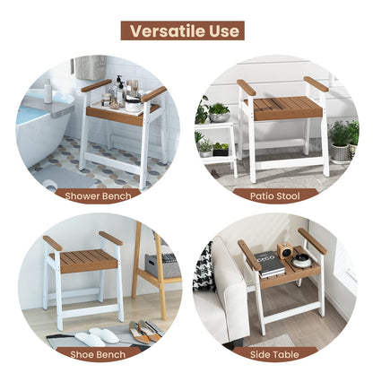 Waterproof HDPE Shower Bench with Armrests