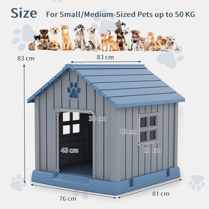 Plastic Dog House with Air Vents and Elevated Floor