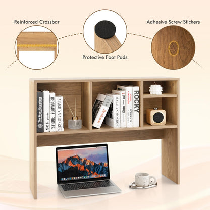 Computer Desktop Bookcase with 4 Cubbies and Open Back Compartment