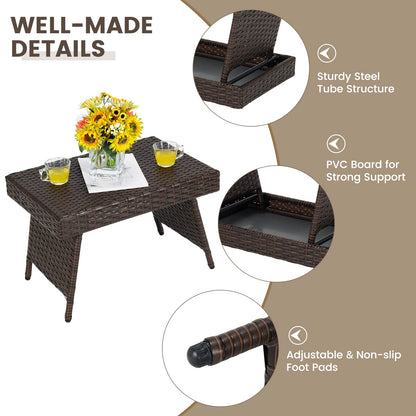 Outdoor Wicker Weave Side Table Small Garden Table