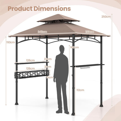Fire Resistant Waterproof Outdoor BBQ Shelter with 2 Side Shelves