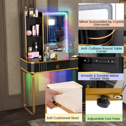 RGB LED Vanity Set with Mirror and Lights