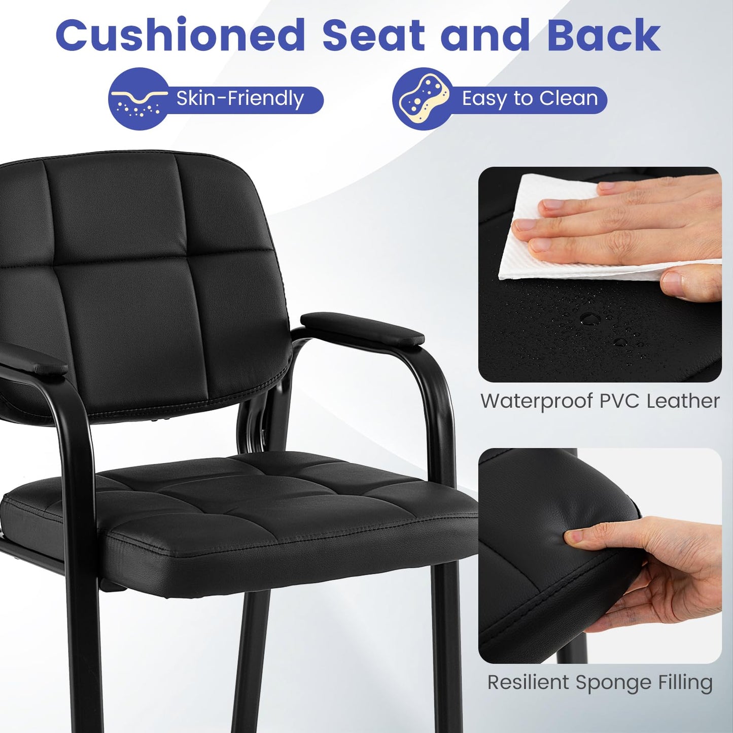 2 PCS Executive Office Chairs, PU Leather Reception Chairs