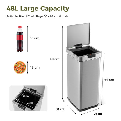 48L Automatic Trash Can with Lid