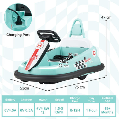 Electric kids Ride-on Bumper Car with 360° Spinning and Dual Motors