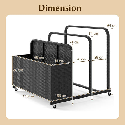 Rolling Poolside Float Storage with 2 Towel Rack and Wheels