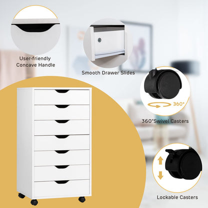 7 Drawers Lateral Stationery Storage Organiser Chest with Wheels