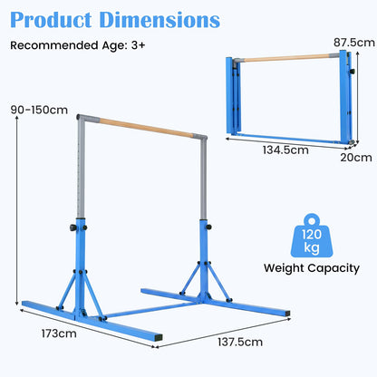 Foldable Gymnastics Bar, 90-150cm Height Adjustable Training Bar