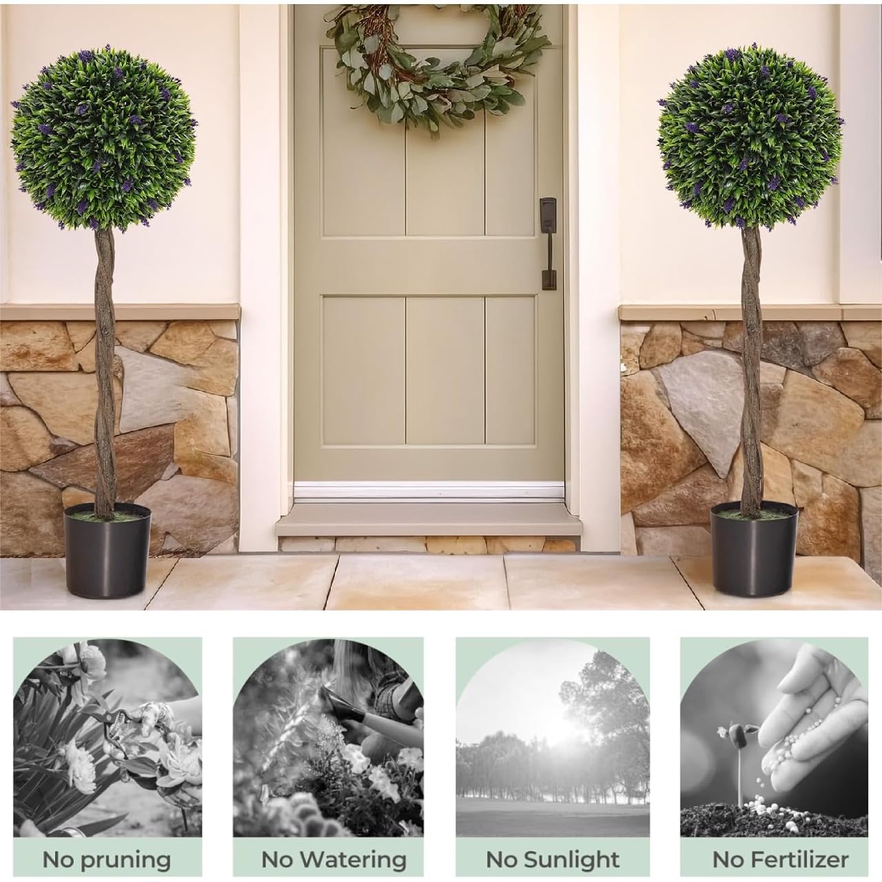 115 CM Artificial Boxwood Topiary Tree Fake Lavender Ball Plant