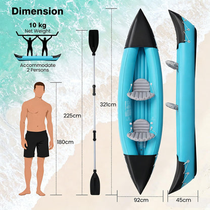 Heavy Duty Tandem Touring Kayak with Aluminum Paddles and Fin