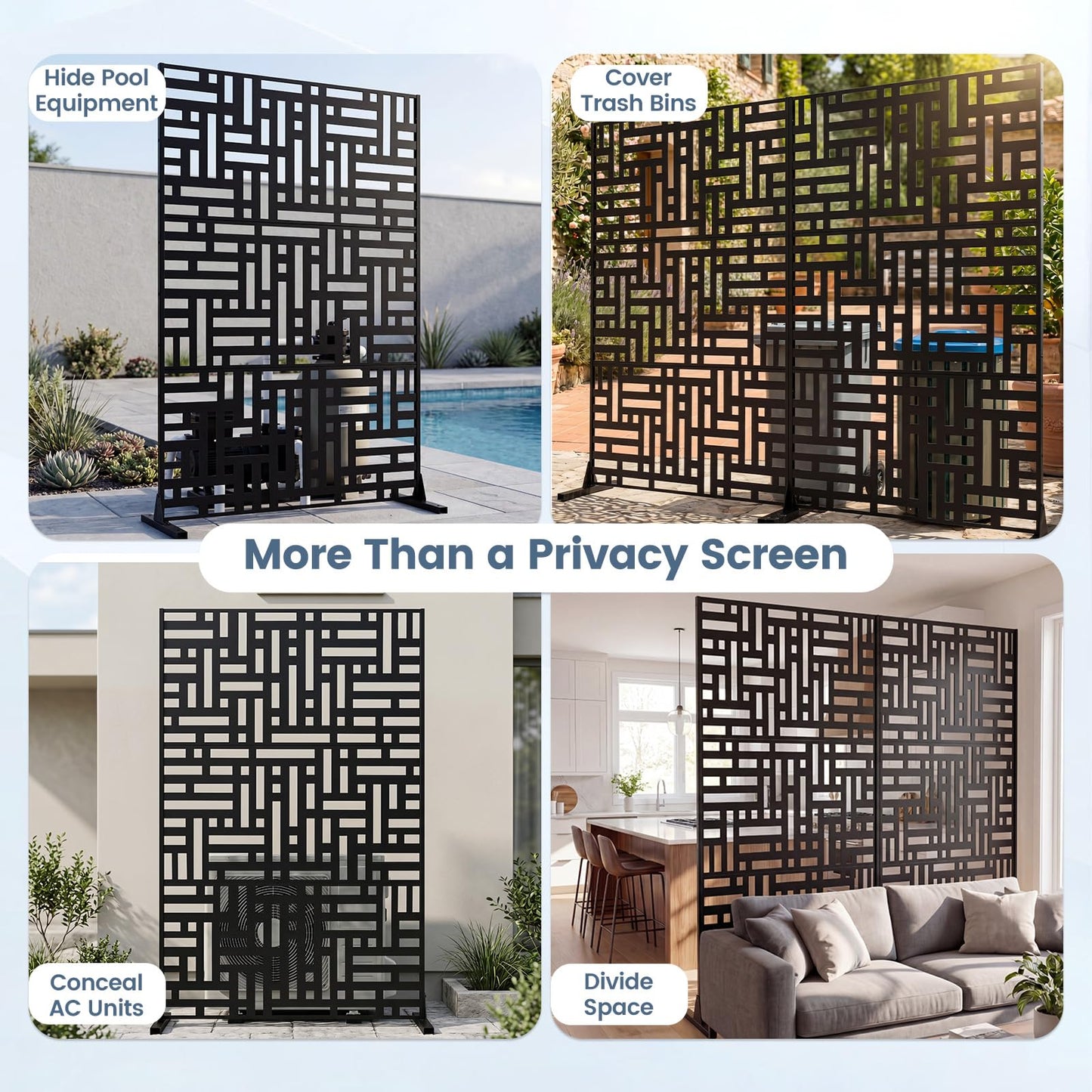 183 CM Freestanding Louvered Metal Outdoor Privacy Screen