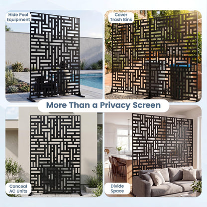 183 CM Freestanding Louvered Metal Outdoor Privacy Screen