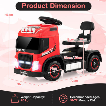 Kids Electric Ride-on Truck with Height Adjustable Seat and LED Lights
