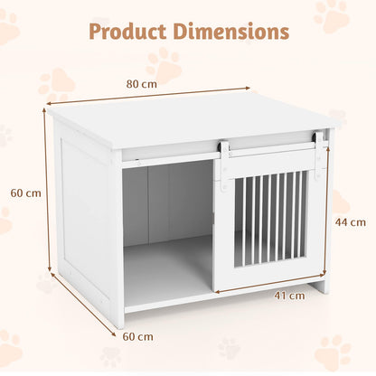 Modern Dog Crate Wooden Dog Cage with Wide Tabletop and Door