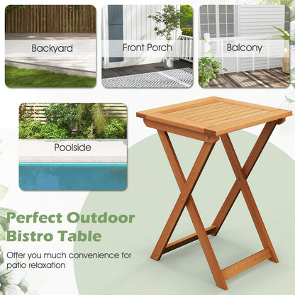 50cm Folding Table Outdoor Bistro Table with Slatted Tabletop