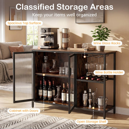 Buffet Sideboard with Power Outlets & RGB LED Lights