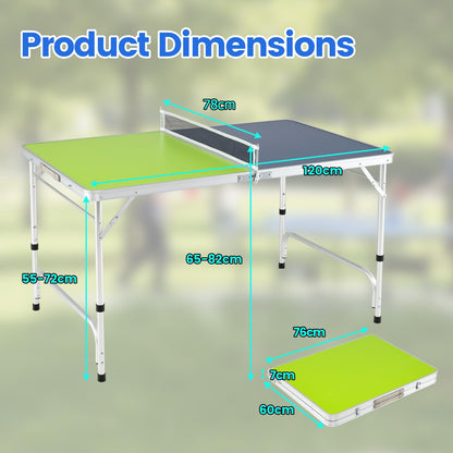 Foldable Mini Table Tennis Set with 2 Paddles and 3-Level Adjustable Height
