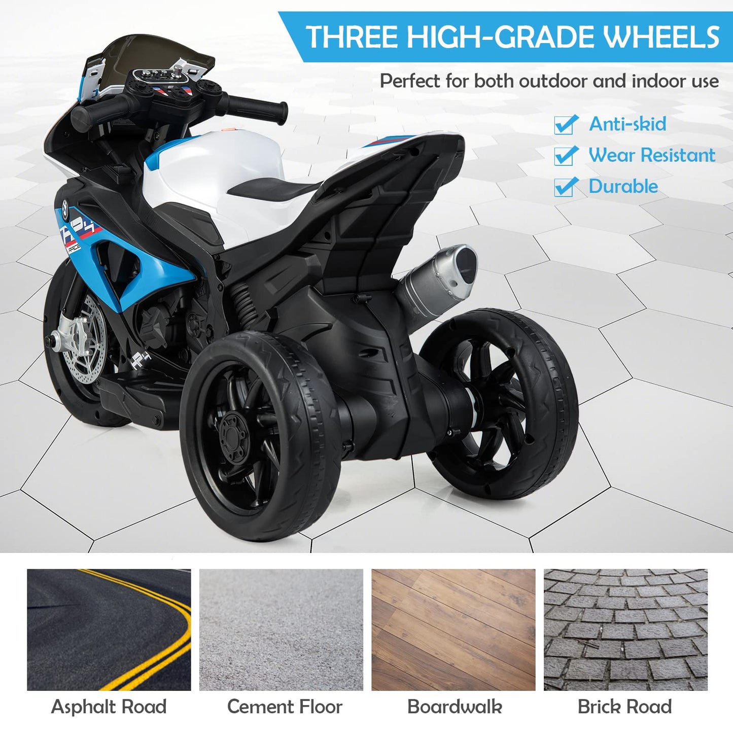 12V Kids Motorcycle Ride-On Toy with Music and Headlight