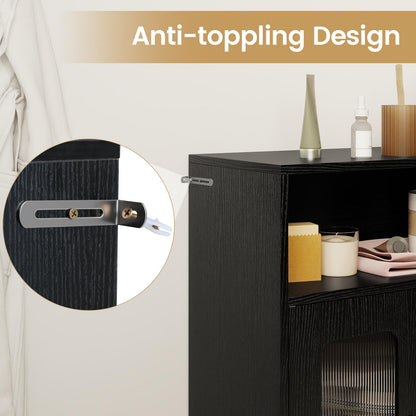 Bathroom Cabinet Freestanding Cabinet with 2 Doors and 3-Level Adjustable Shelf