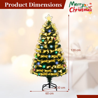 120/150 cm Fiber Optic Christmas Tree Artificial Pre-lit Xmas Tree with 8 Lighting Modes