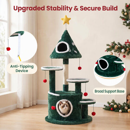 127cm Christmas Cat Tree, Multi-level Cats Activity Tree
