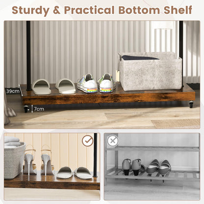 Industrial Clothes Rack Rolling Garment Rack with Bottom Storage Shelf