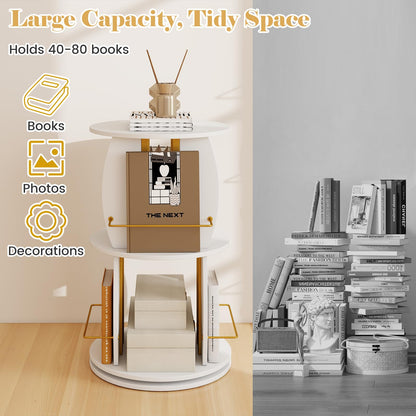 2-Tier Rotating Bookshelf Tower with Display Stands
