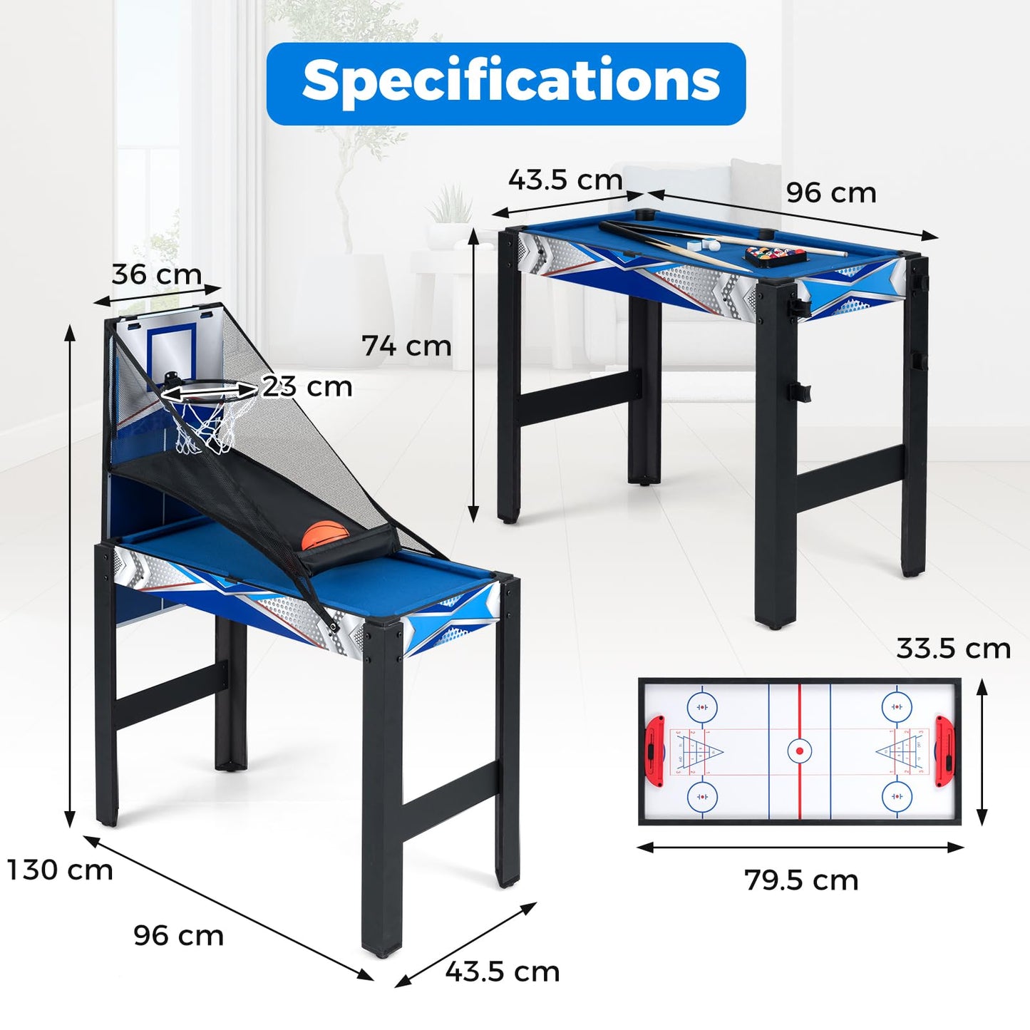 Multi Games Table, 6 in 1 Combo Tables with Air Hockey, Billiards, Table Tennis